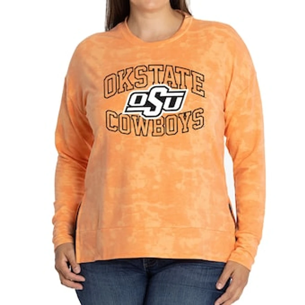 Women's Orange Oklahoma State Cowboys Brandy Tie Dye Tri-Blend Long Sleeve Top