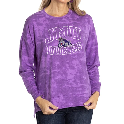 Women's Purple James Madison Dukes Brandy Tie Dye Tri-Blend Long Sleeve Top