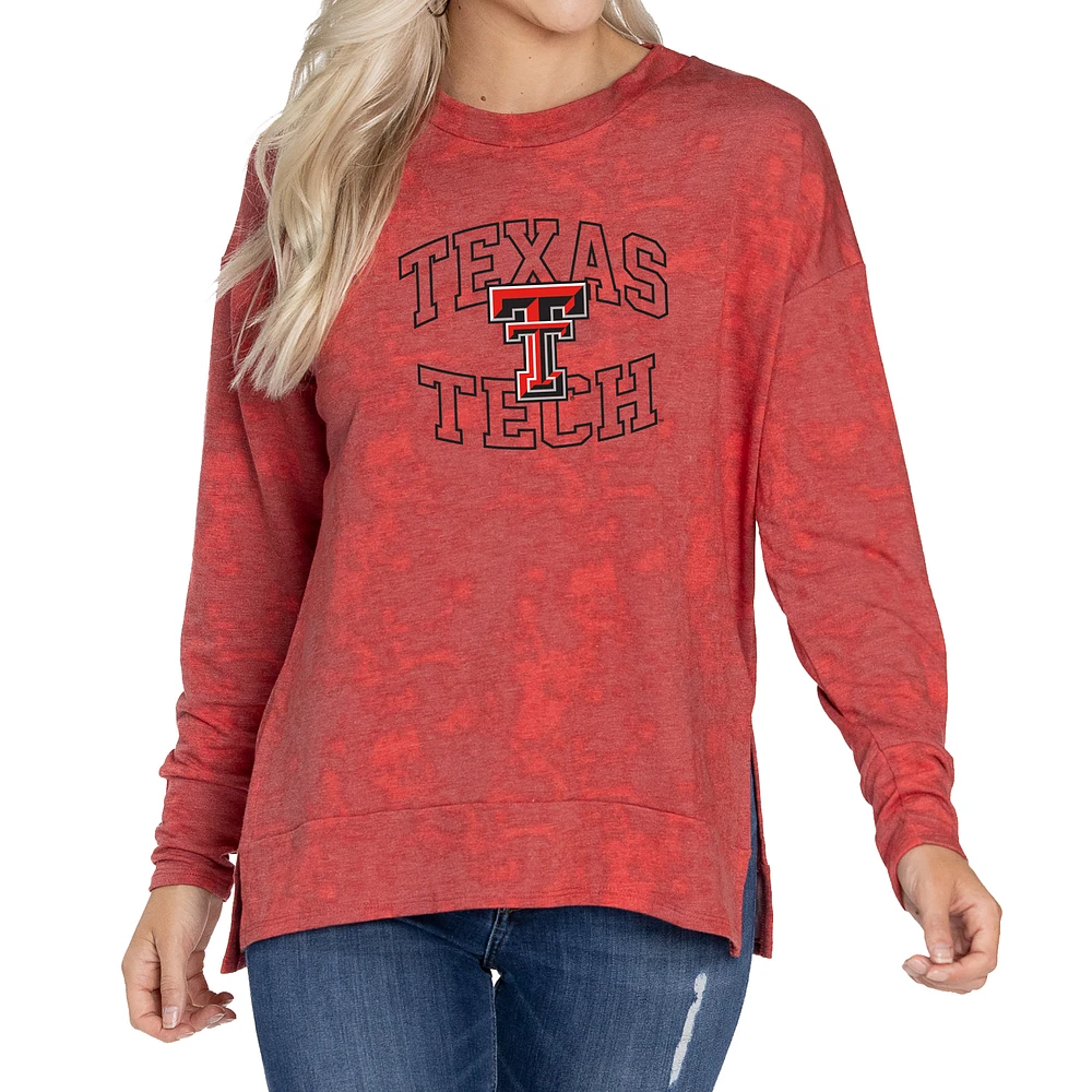 Women's Red Texas Tech Raiders Brandy Tie Dye Tri-Blend Long Sleeve Top