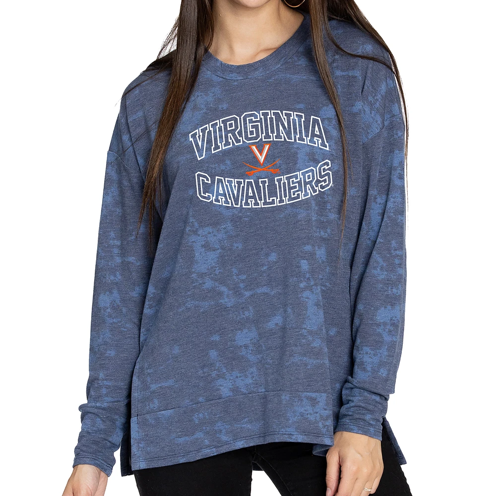 Women's Navy Virginia Cavaliers Brandy Tie Dye Tri-Blend Long Sleeve Top