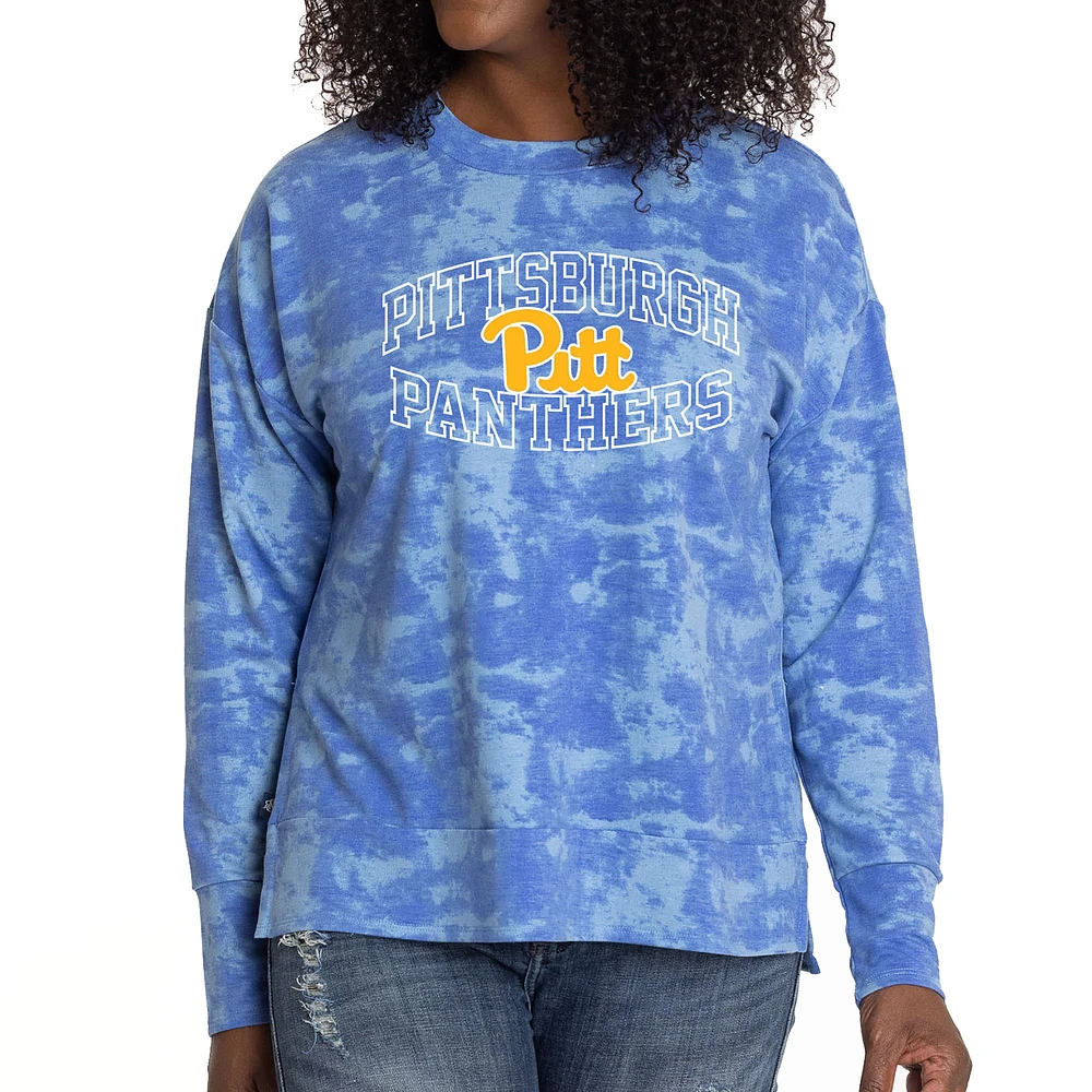 Women's Royal Pitt Panthers Brandy Tie Dye Tri-Blend Long Sleeve Top