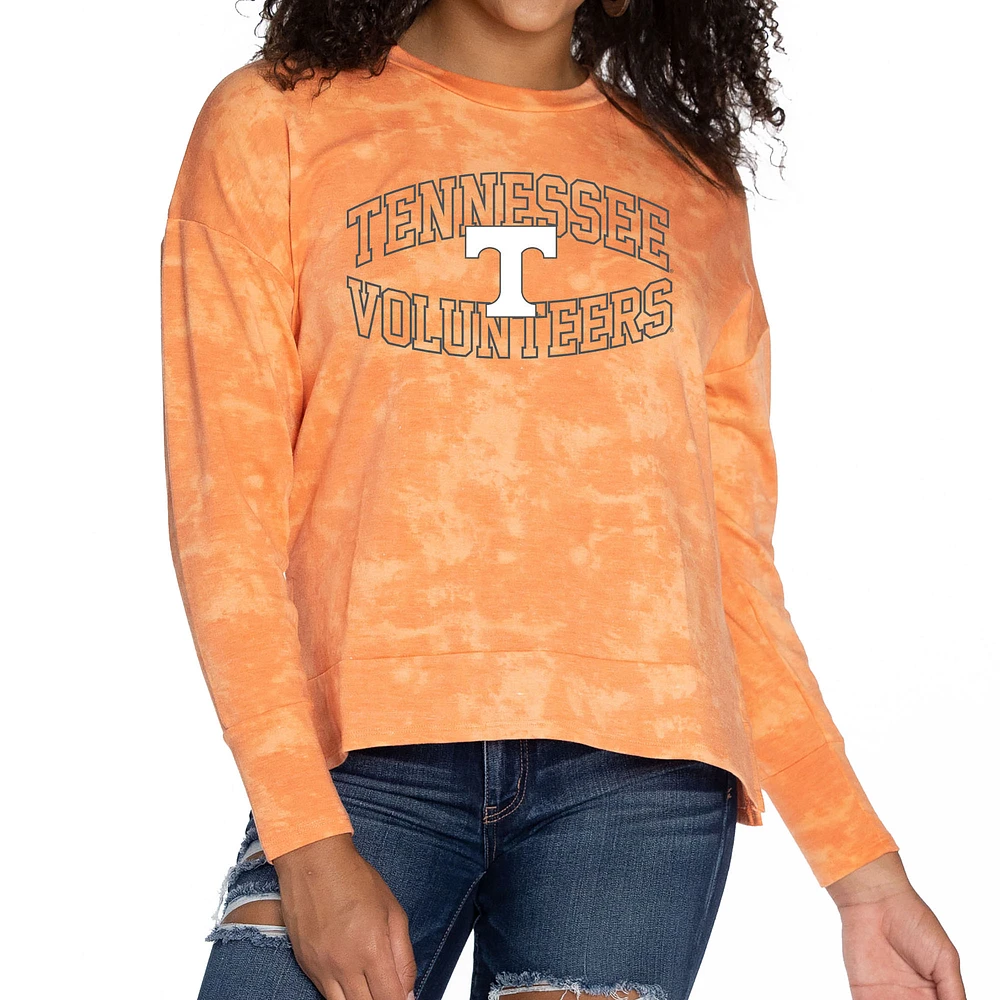 Women's Orange Tennessee Volunteers Brandy Tie Dye Tri-Blend Long Sleeve Top