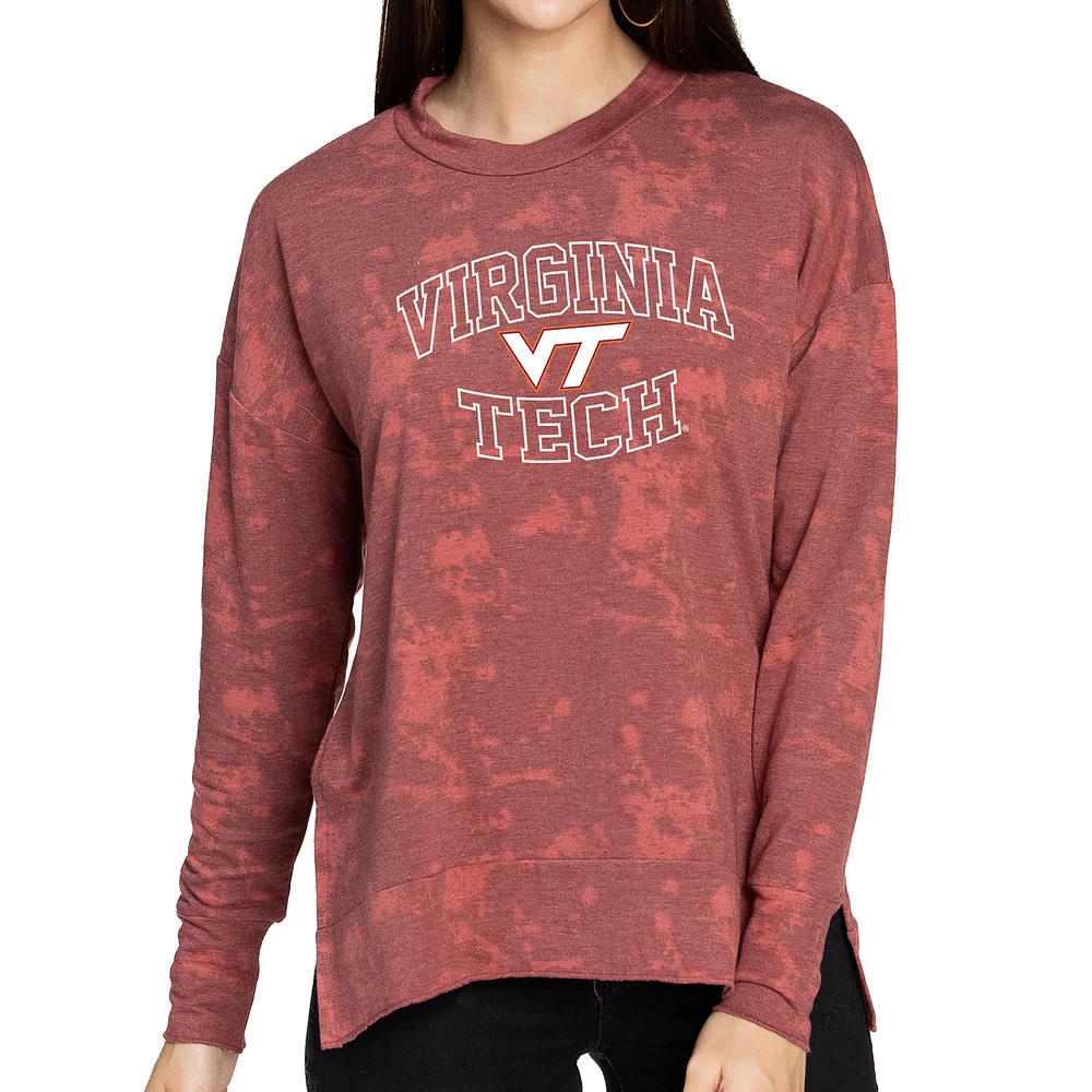 Women's Garnet Virginia Tech Hokies Brandy Tie Dye Tri-Blend Long Sleeve Top