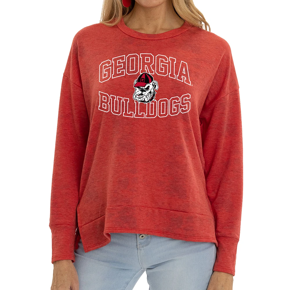 Women's Red Georgia Bulldogs Brandy Tie Dye Tri-Blend Long Sleeve Top