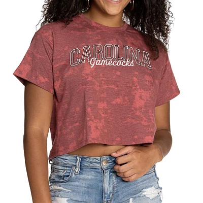 Women's Garnet South Carolina Gamecocks Kimberly Tie-Dye Tri-Blend Cropped T-Shirt