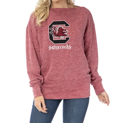 Women's Garnet South Carolina Gamecocks Lainey Ribbed Tunic Tri-Blend Pullover Sweatshirt