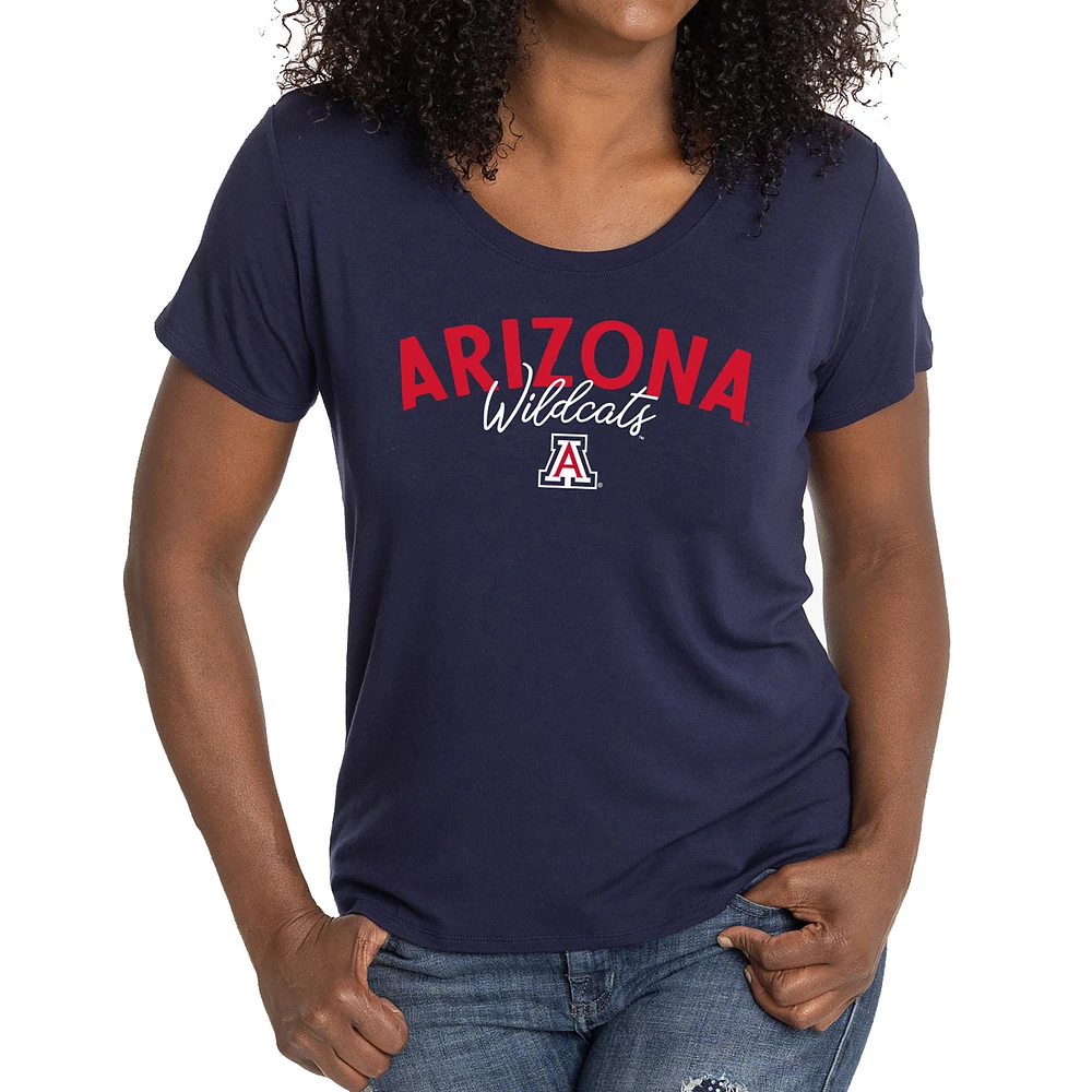 Women's Navy Arizona Wildcats Scarlet Scoop Neck T-Shirt