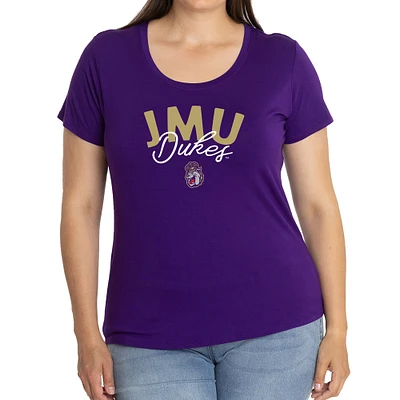 Women's Purple James Madison Dukes Scarlet Scoop Neck T-Shirt