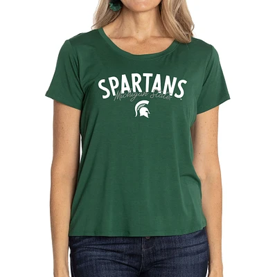 Women's Green Michigan State Spartans Scarlet Scoop Neck T-Shirt