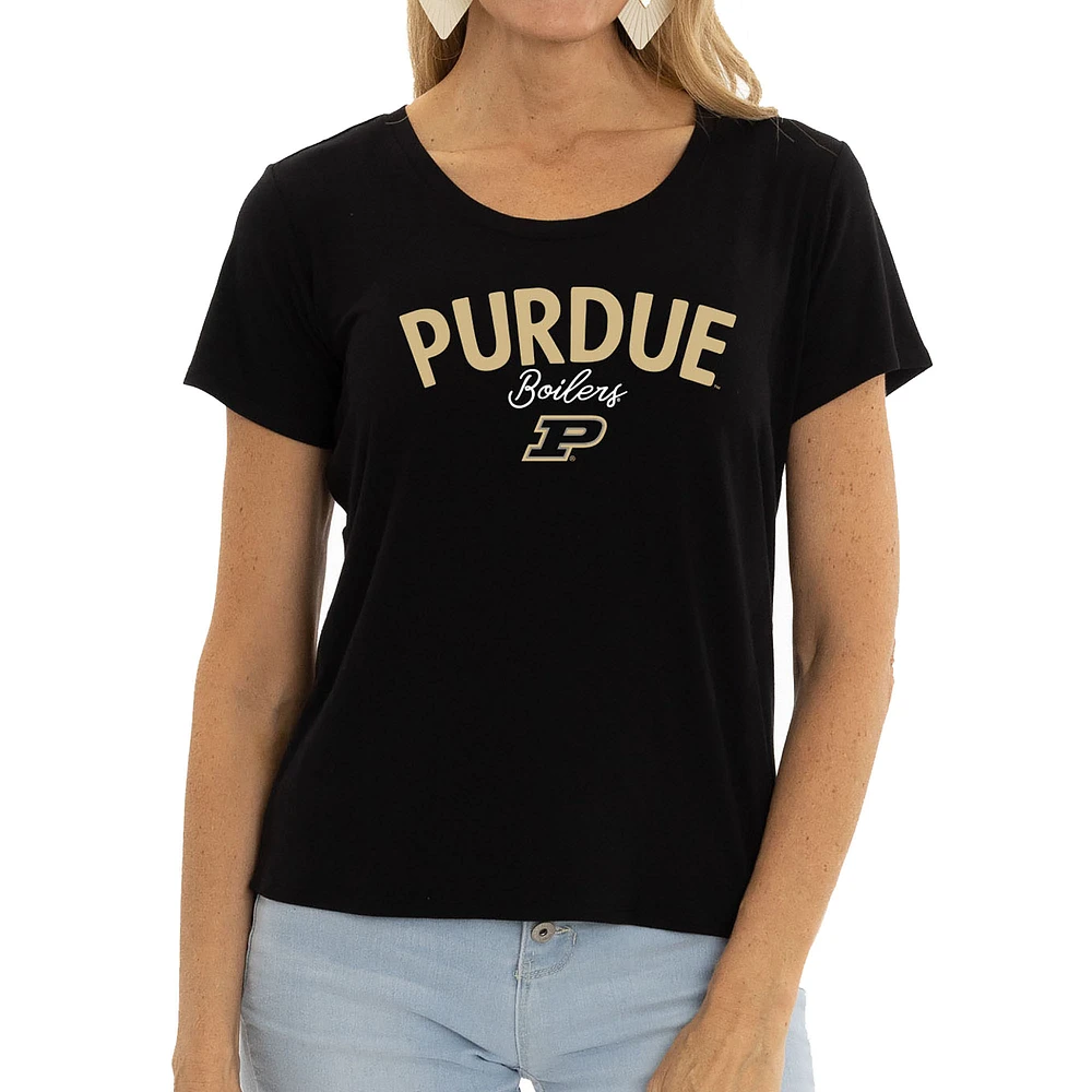 Women's Black Purdue Boilermakers Scarlet Scoop Neck T-Shirt