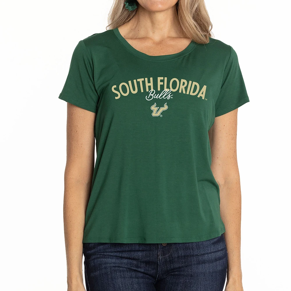 Women's Green South Florida Bulls Scarlet Scoop Neck T-Shirt