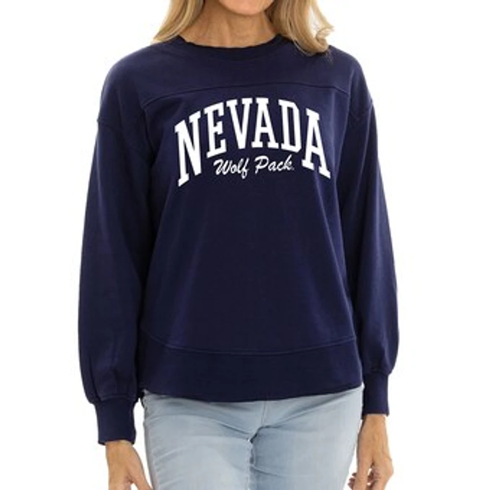 Women's Navy Nevada Wolf Pack Yvette Pullover Sweatshirt