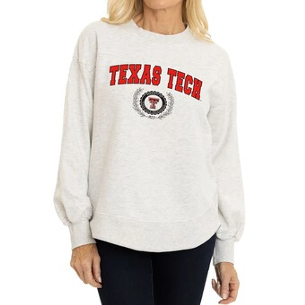 Women's Oatmeal Texas Tech Red Raiders Yvette Pullover Sweatshirt