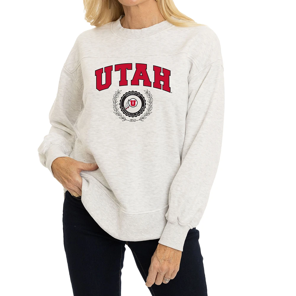 Women's Oatmeal Utah Utes Yvette Pullover Sweatshirt