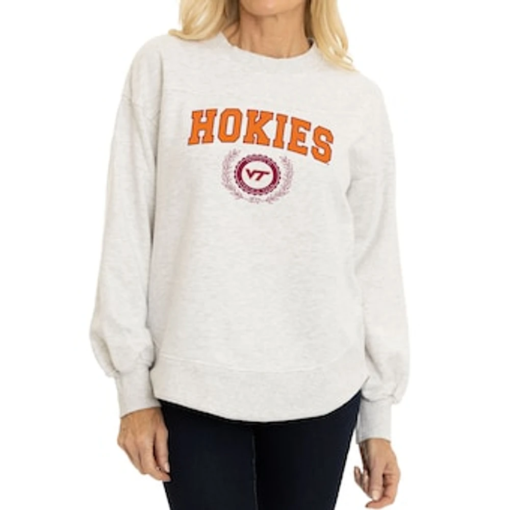 Women's Oatmeal Virginia Tech Hokies Yvette Pullover Sweatshirt