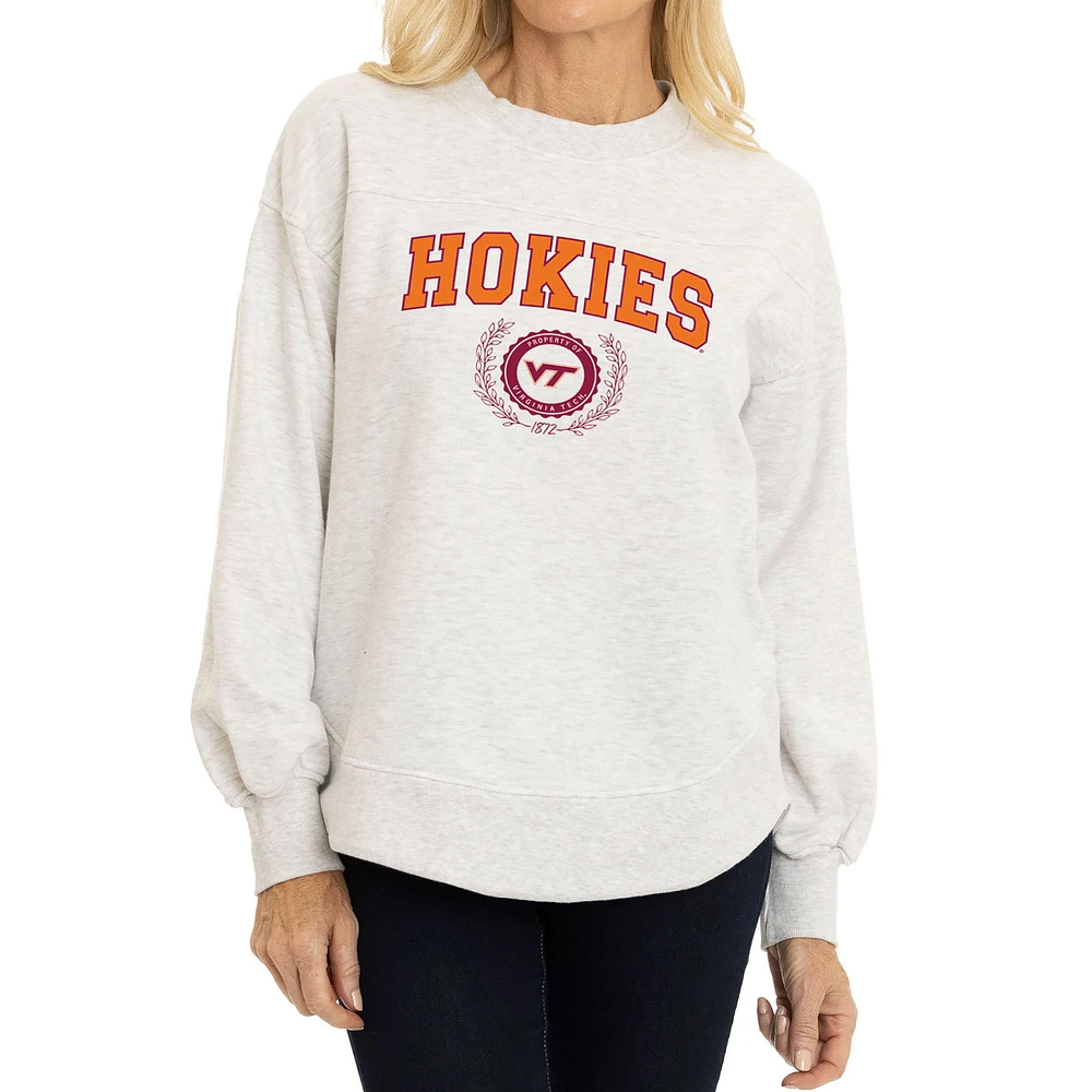 Women's Oatmeal Virginia Tech Hokies Yvette Pullover Sweatshirt