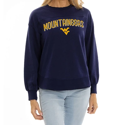 Women's Navy West Virginia Mountaineers Yvette Pullover Sweatshirt