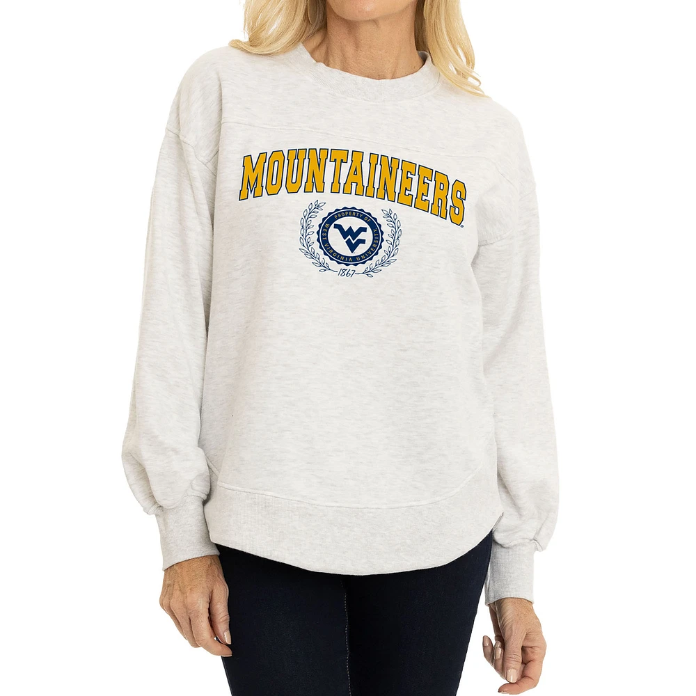 Women's Oatmeal West Virginia Mountaineers Yvette Pullover Sweatshirt