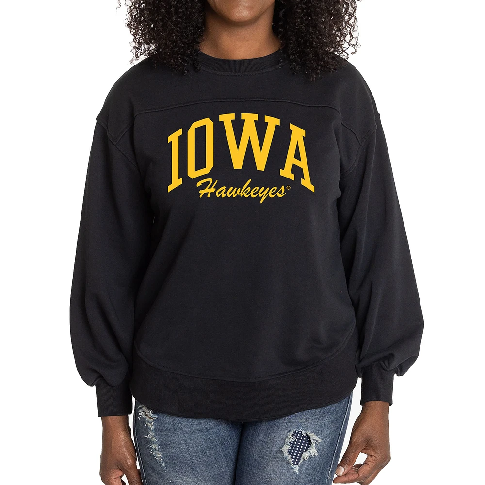 Women's Black Iowa Hawkeyes Yvette Pullover Sweatshirt