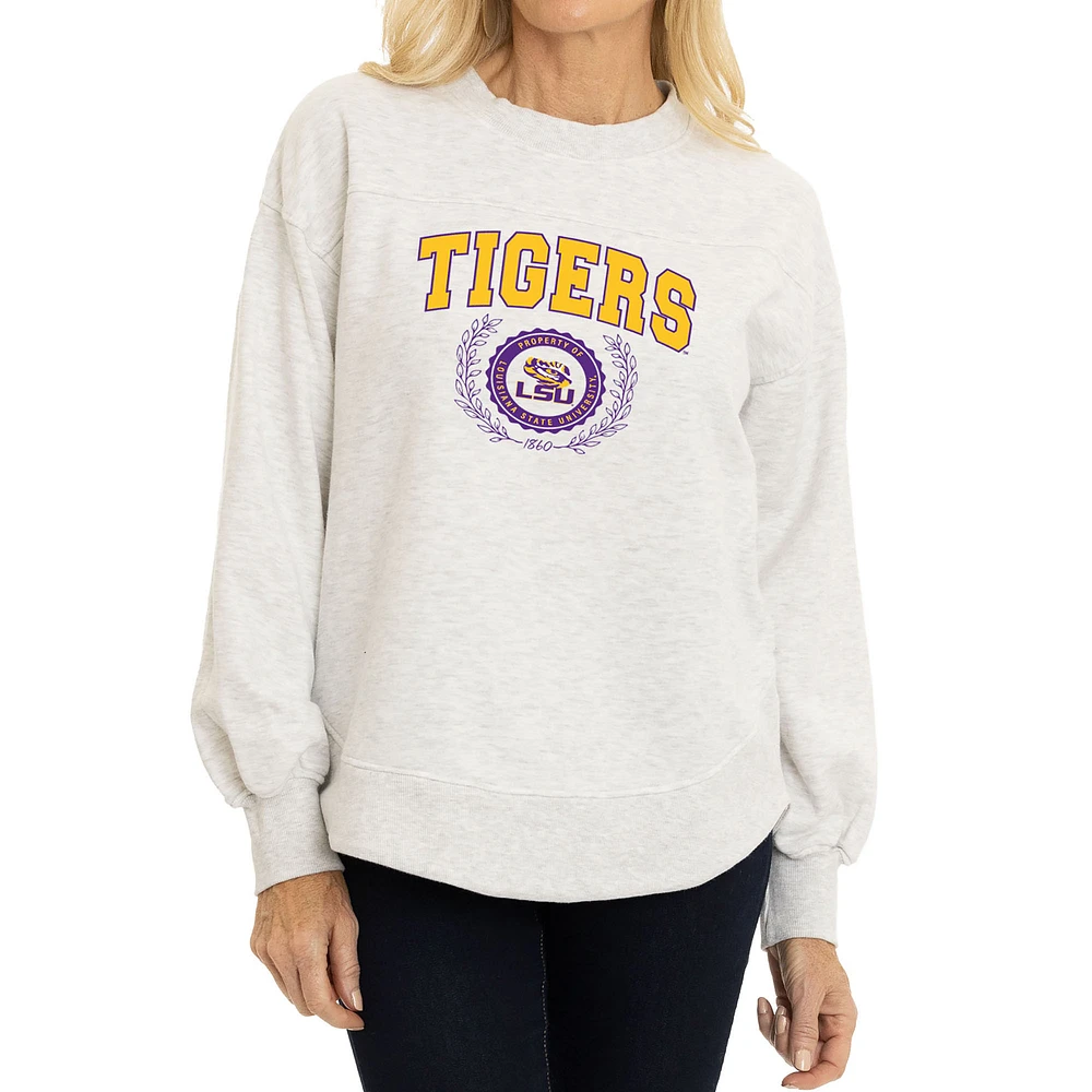Women's Oatmeal LSU Tigers Yvette Pullover Sweatshirt