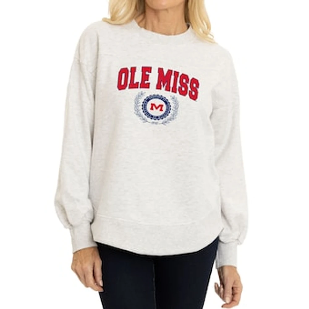 Women's Oatmeal Ole Miss Rebels Yvette Pullover Sweatshirt