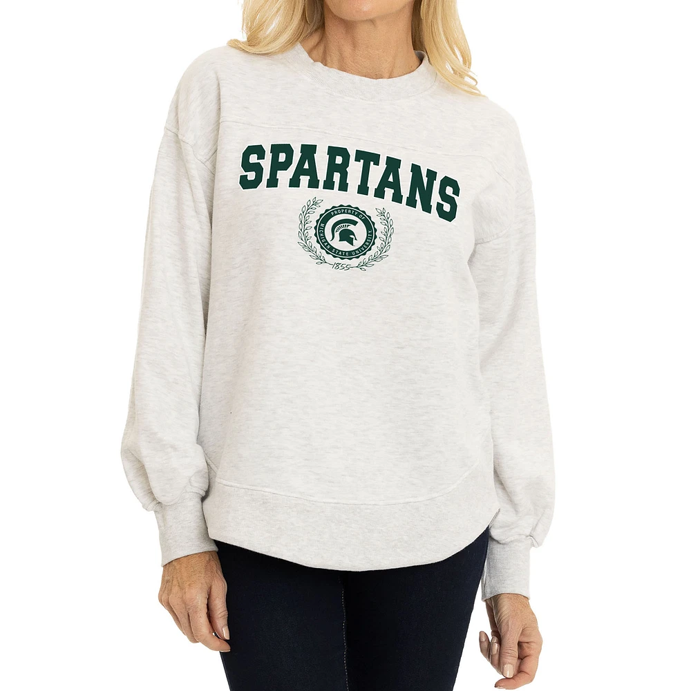 Women's Oatmeal Michigan State Spartans Yvette Pullover Sweatshirt
