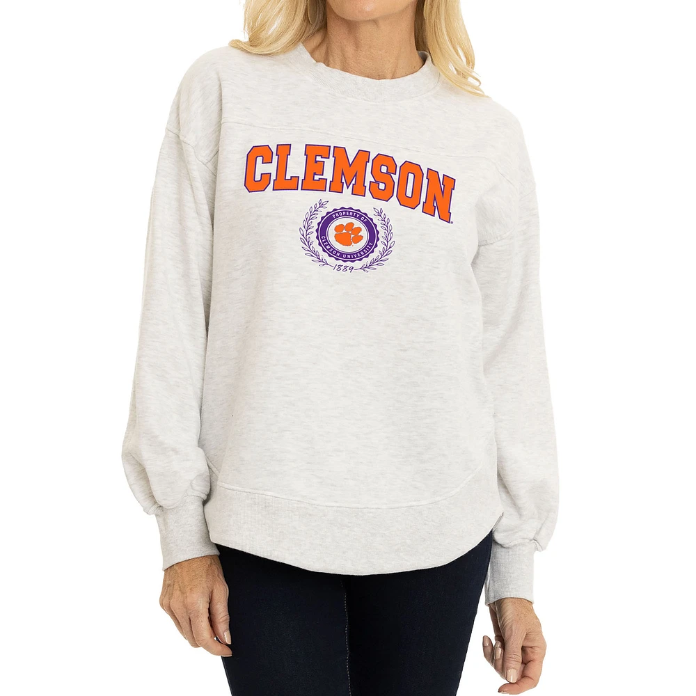 Women's Oatmeal Clemson Tigers Yvette Pullover Sweatshirt
