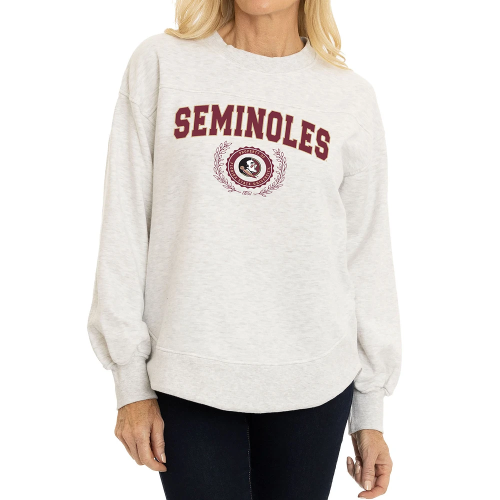 Women's Oatmeal Florida State Seminoles Yvette Pullover Sweatshirt