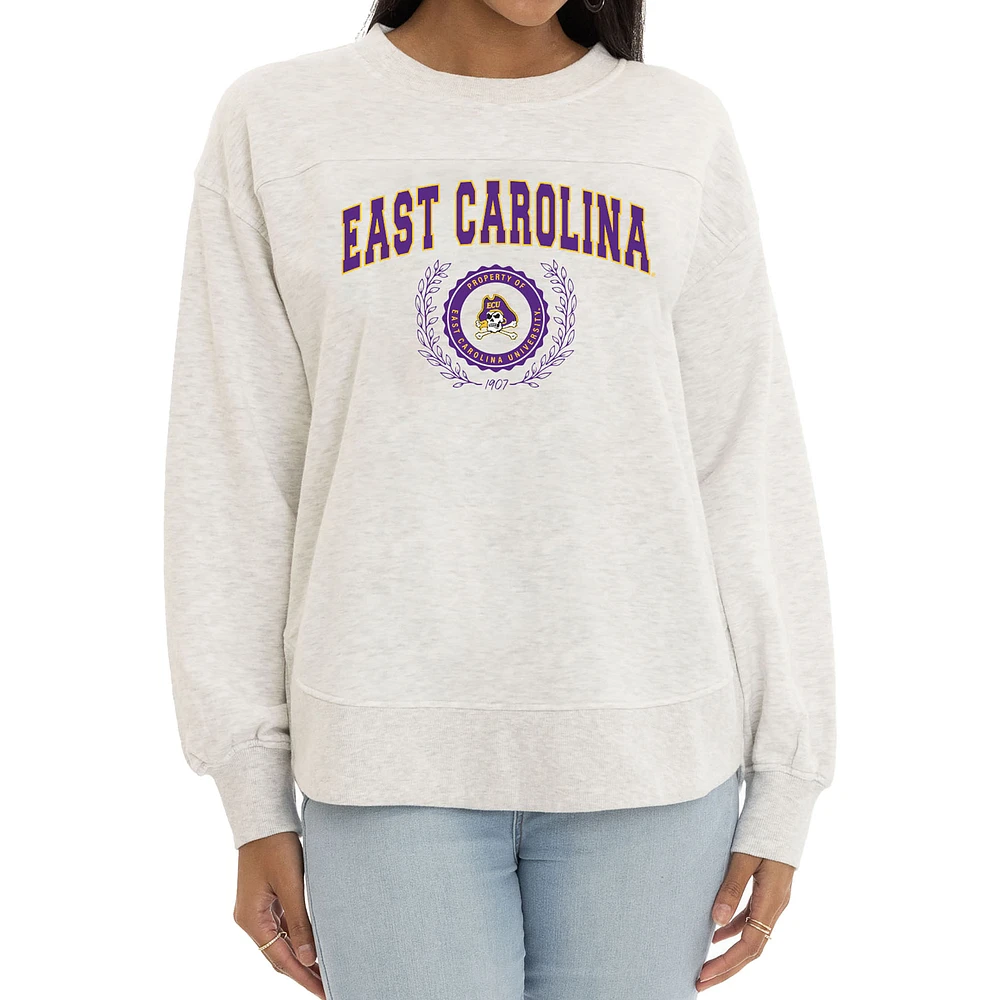 Women's Oatmeal ECU Pirates Yvette Pullover Sweatshirt