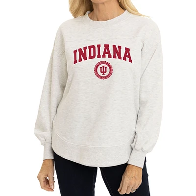 Women's Oatmeal Indiana Hoosiers Yvette Pullover Sweatshirt