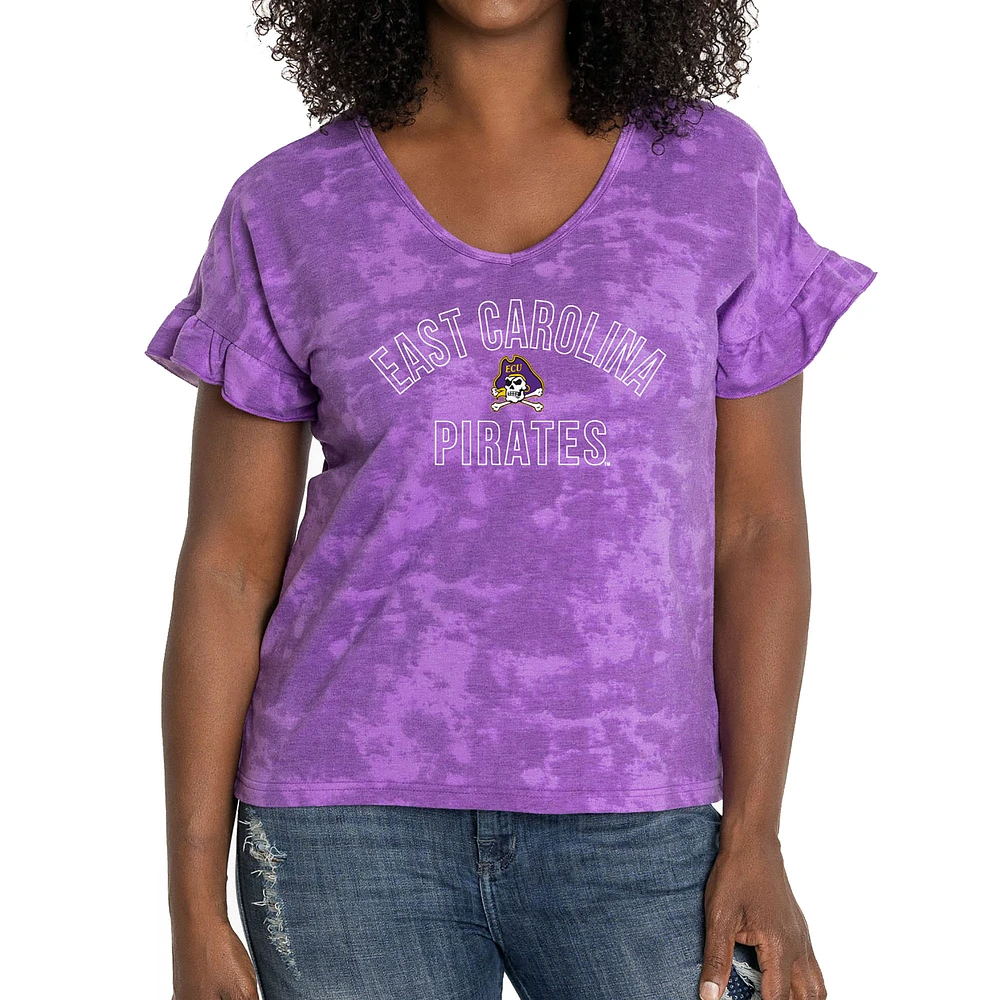 Women's Purple ECU Pirates Daisy Tri-Blend V-Neck T-Shirt
