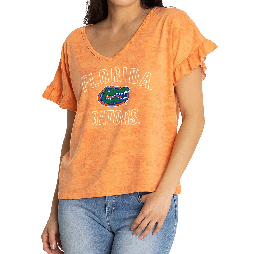 Women's Orange Florida Gators Daisy Tri-Blend V-Neck T-Shirt