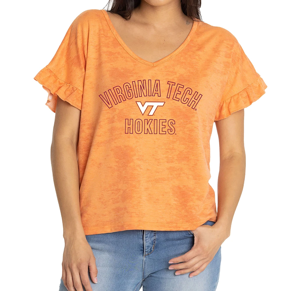 Women's Orange Virginia Tech Hokies Daisy Tri-Blend V-Neck T-Shirt