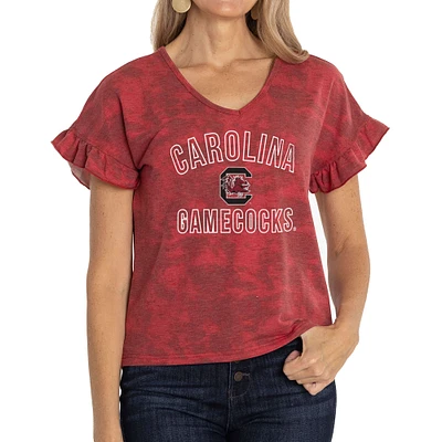 Women's Garnet South Carolina Gamecocks Daisy Tri-Blend V-Neck T-Shirt