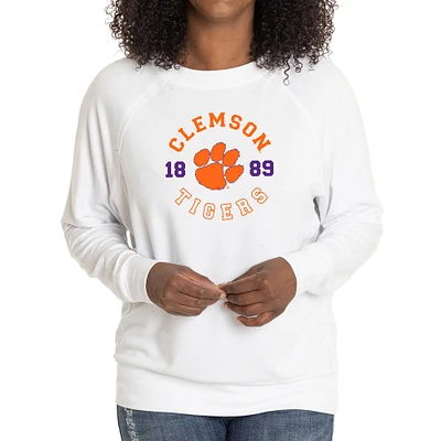 Women's White Clemson Tigers Rylee Raglan Tri-Blend Long Sleeve T-Shirt