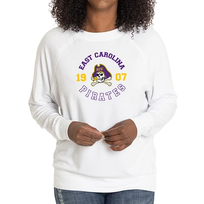 Women's White ECU Pirates Rylee Raglan Tri-Blend Long Sleeve T-Shirt