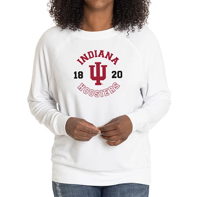 Women's White Indiana Hoosiers Rylee Raglan Tri-Blend Long Sleeve T-Shirt
