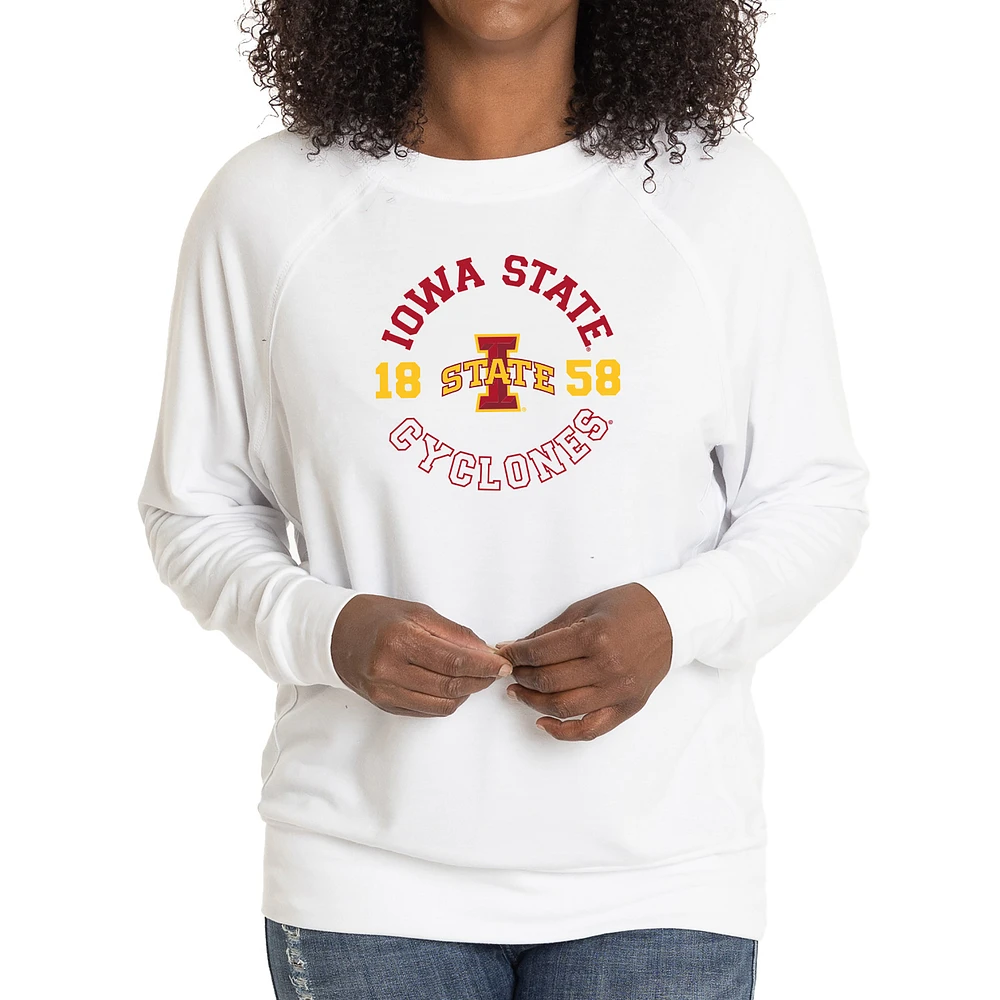 Women's White Iowa State Cyclones Rylee Raglan Tri-Blend Long Sleeve T-Shirt
