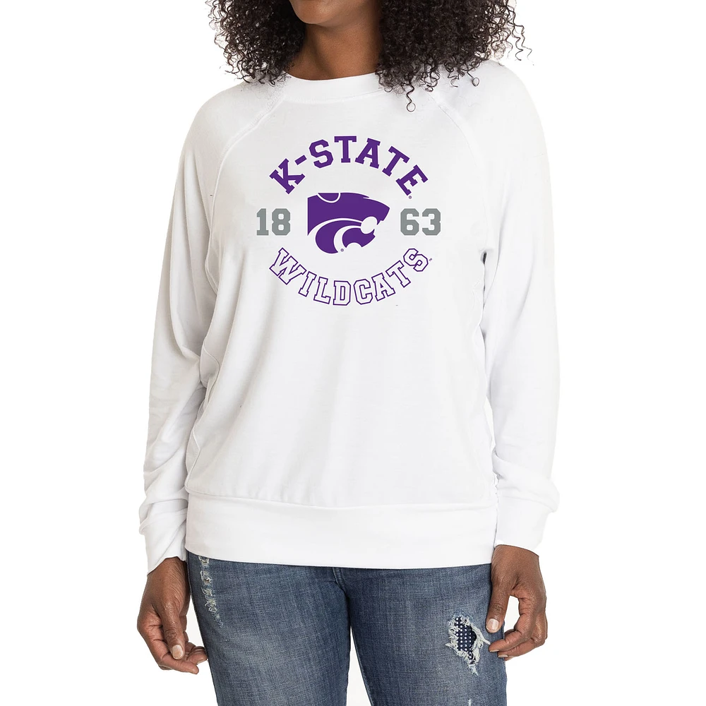 Women's White Kansas State Wildcats Rylee Raglan Tri-Blend Long Sleeve T-Shirt