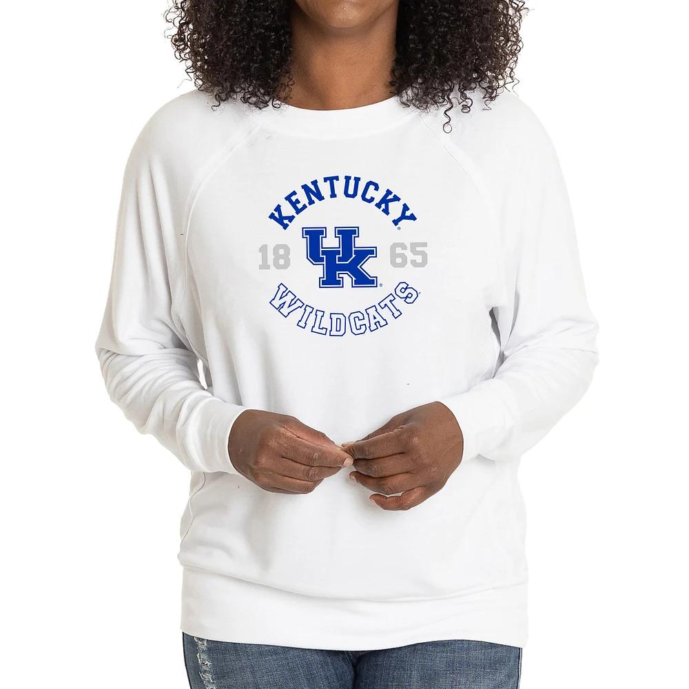 Women's White Kentucky Wildcats Rylee Raglan Tri-Blend Long Sleeve T-Shirt