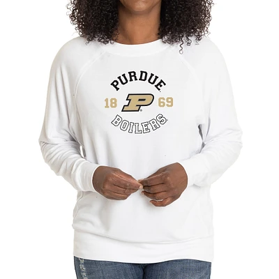 Women's White Purdue Boilermakers Rylee Raglan Tri-Blend Long Sleeve T-Shirt