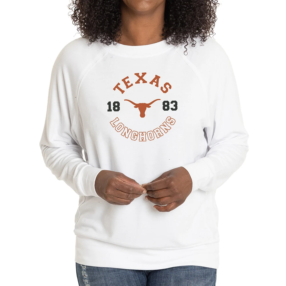 Women's White Texas Longhorns Rylee Raglan Tri-Blend Long Sleeve T-Shirt
