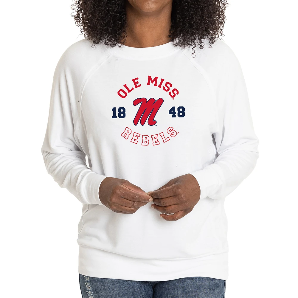 Women's White Ole Miss Rebels Rylee Raglan Tri-Blend Long Sleeve T-Shirt