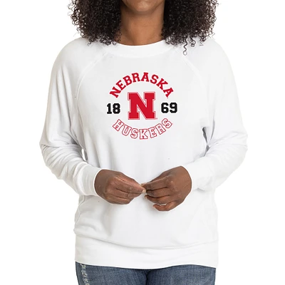 Women's White Nebraska Huskers Rylee Raglan Tri-Blend Long Sleeve T-Shirt