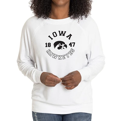 Women's White Iowa Hawkeyes Rylee Raglan Tri-Blend Long Sleeve T-Shirt