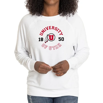 Women's White Utah Utes Rylee Raglan Tri-Blend Long Sleeve T-Shirt