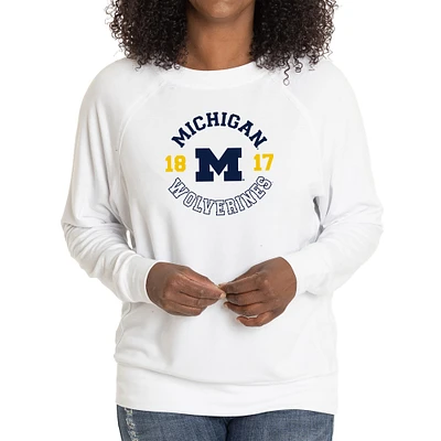 Women's White Michigan Wolverines Rylee Raglan Tri-Blend Long Sleeve T-Shirt