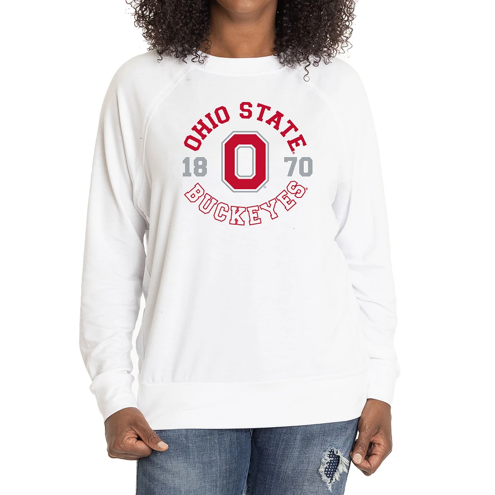 Women's White Ohio State Buckeyes Rylee Raglan Tri-Blend Long Sleeve T-Shirt