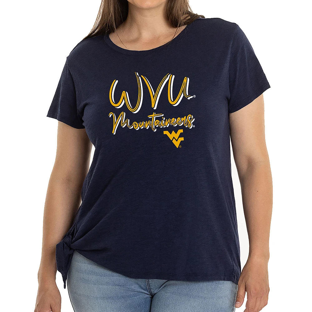 Women's Navy West Virginia Mountaineers Sophie Side Knot T-Shirt