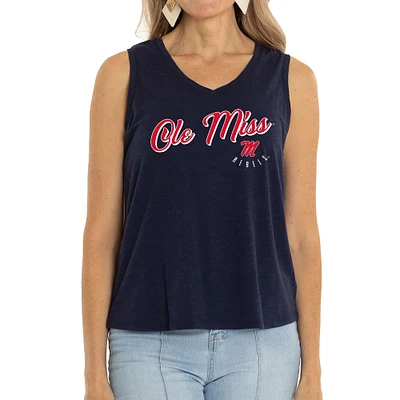 Women's Navy Ole Miss Rebels Sloan Slub V-Neck Tank Top